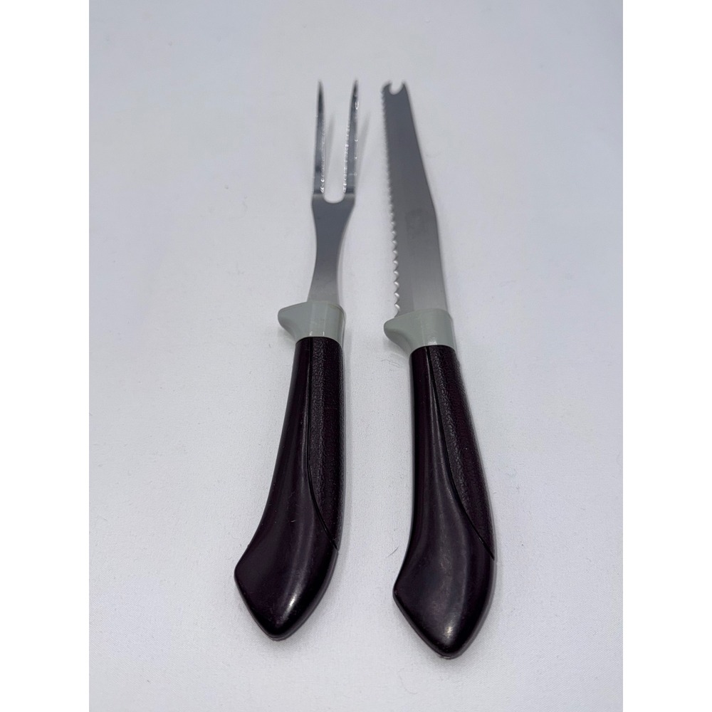 Unbranded Carving Set Brown Stainless USA Knife Fork 2pc